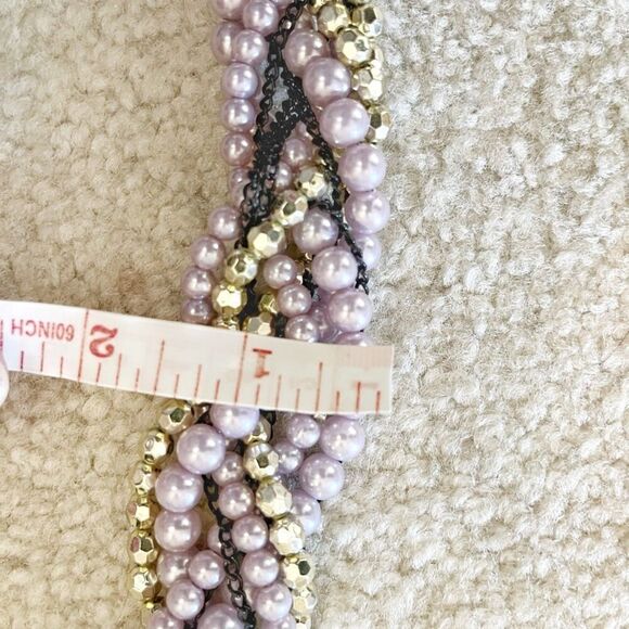 Vintage Multi Layer Twisted Beaded Faux Pearl Braided Chunky Statement Necklace - Picture 8 of 9